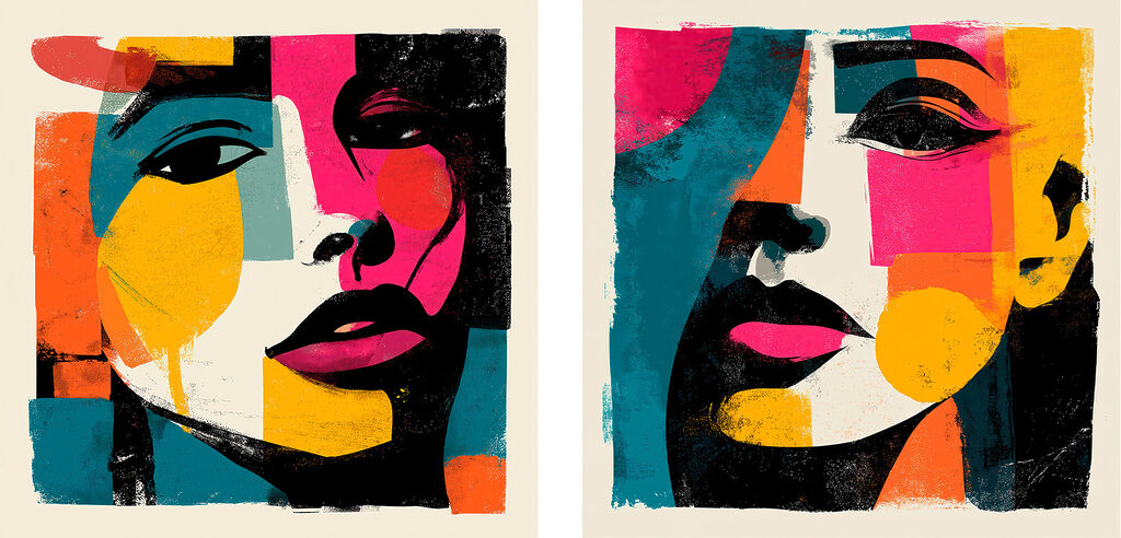 Couple of posters of women's faces Couple of posters of women's faces