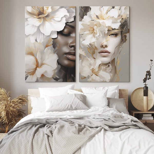 Woman with flowers around her face Woman with flowers around her face