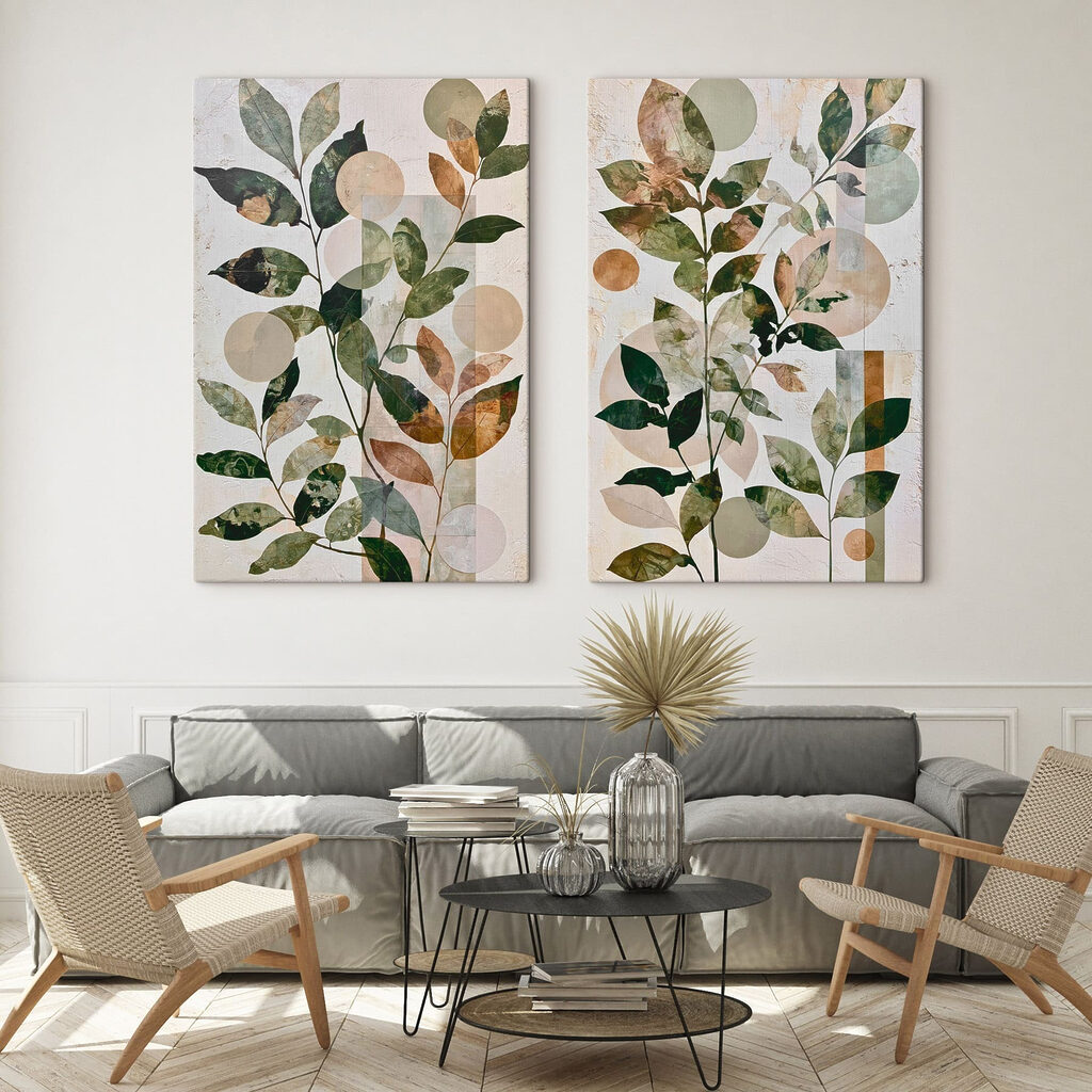 Painting of leaves and circles Painting of leaves and circles