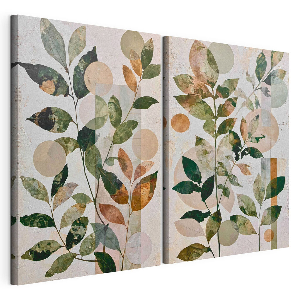 Painting of leaves and circles Painting of leaves and circles