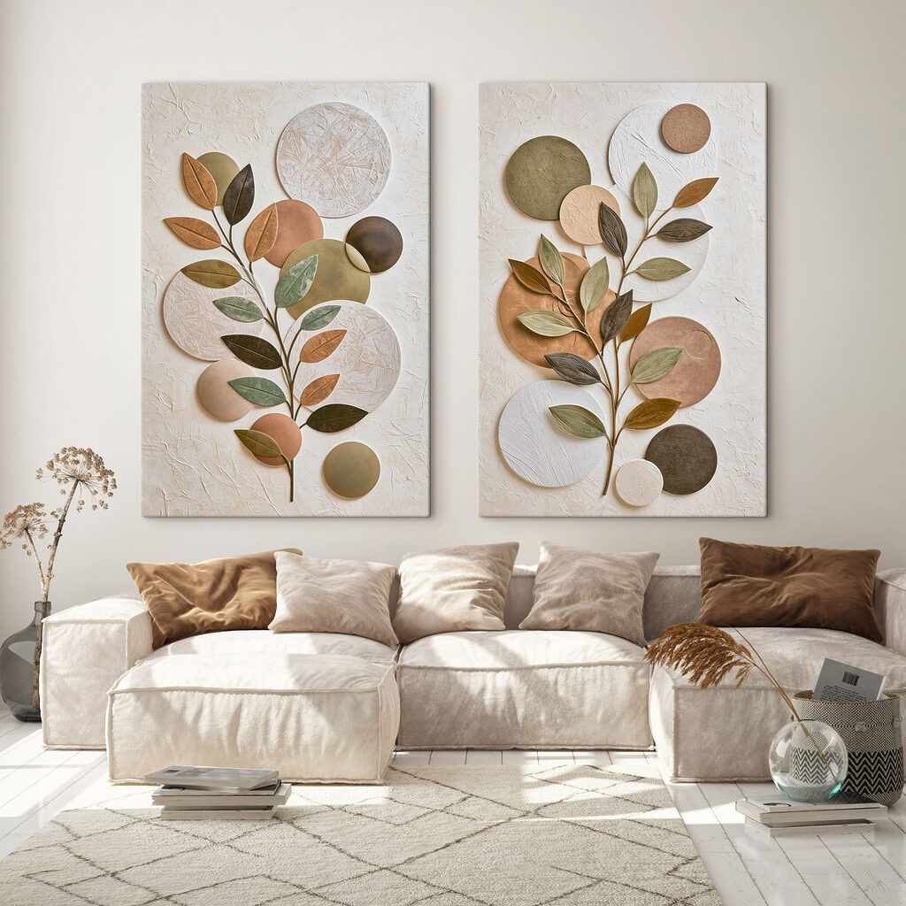 Collage of a plant with leaves and circles Collage of a plant with leaves and circles