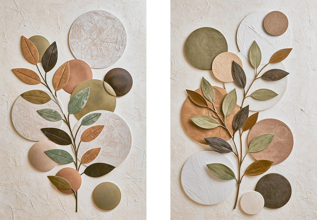 Collage of a plant with leaves and circles Collage of a plant with leaves and circles
