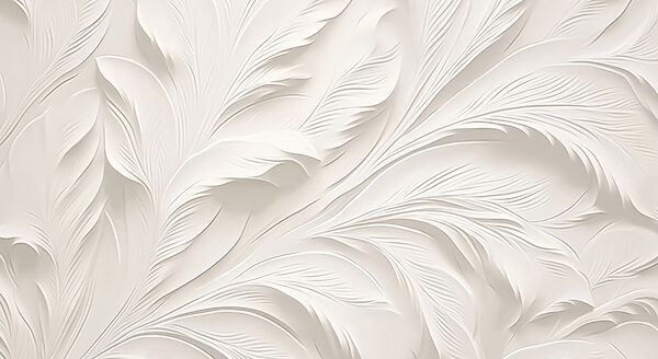White feather pattern on a white surface White feather pattern on a white surface