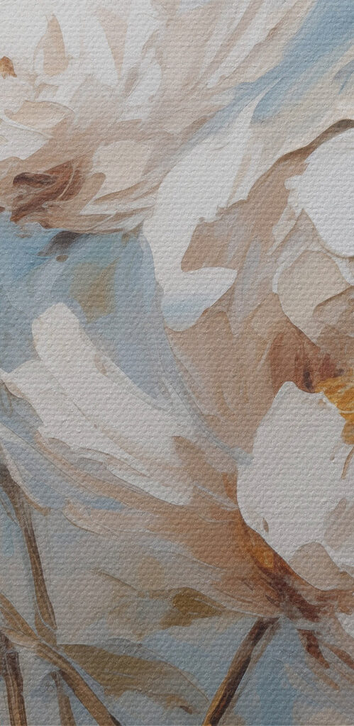 Painting of flowers on canvas