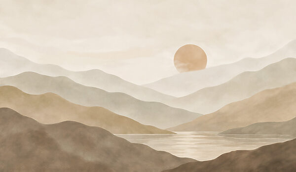 Landscape of mountains and a lake Landscape of mountains and a lake