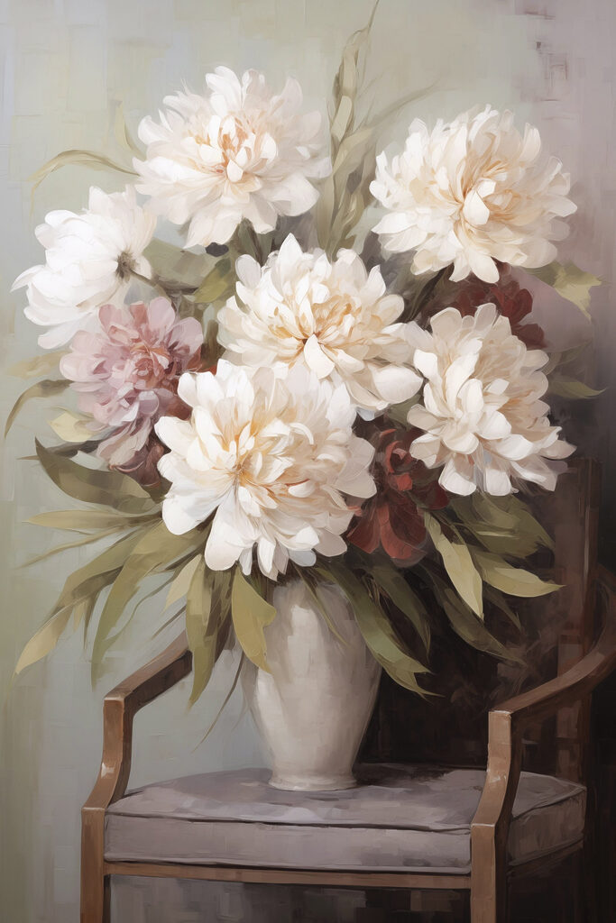 Painting of flowers in a vase Painting of flowers in a vase