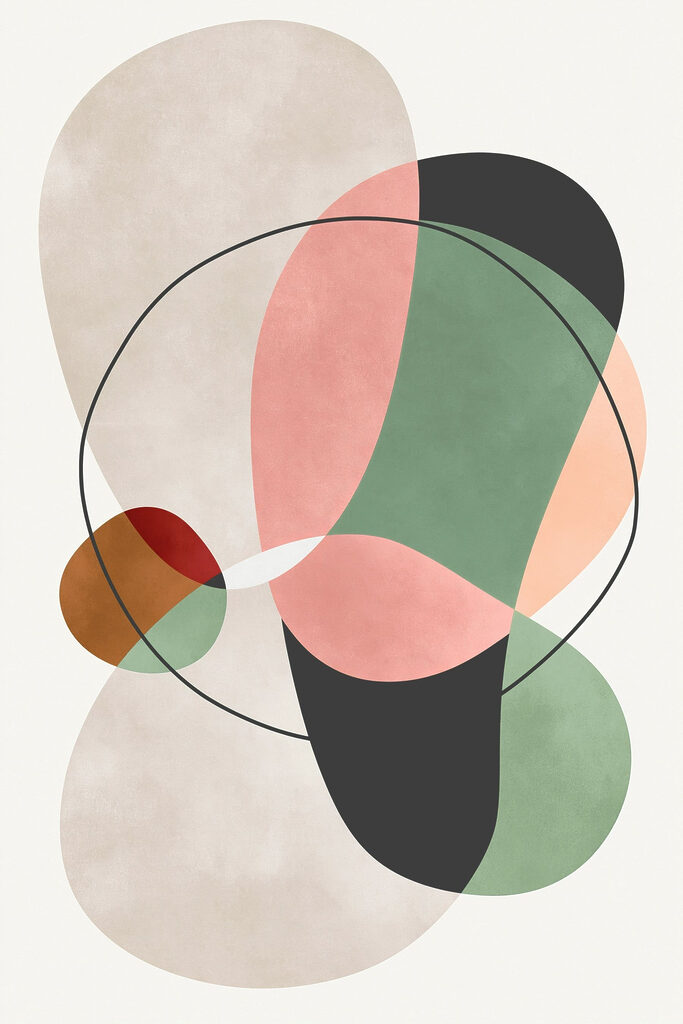 Colorful art piece with circles and lines
