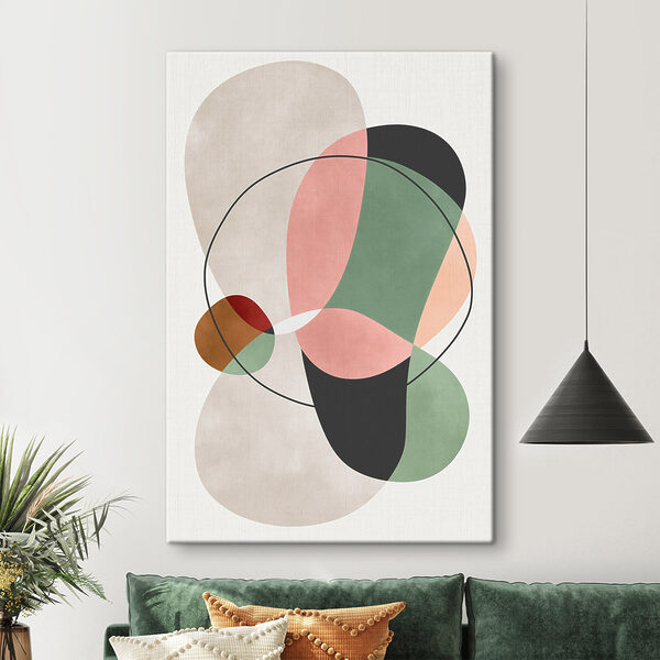 Colorful art piece with circles and lines