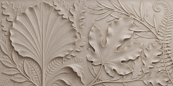Stone carving of leaves and branches Stone carving of leaves and branches