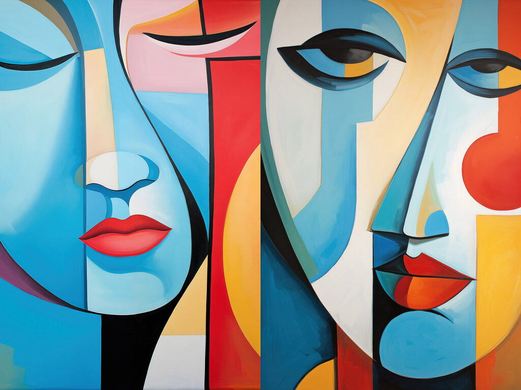 Painting of a couple of faces Painting of a couple of faces