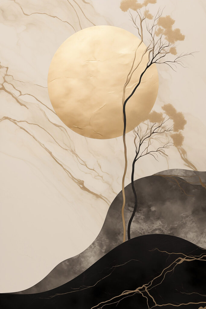 Painting of a tree and a circle Painting of a tree and a circle