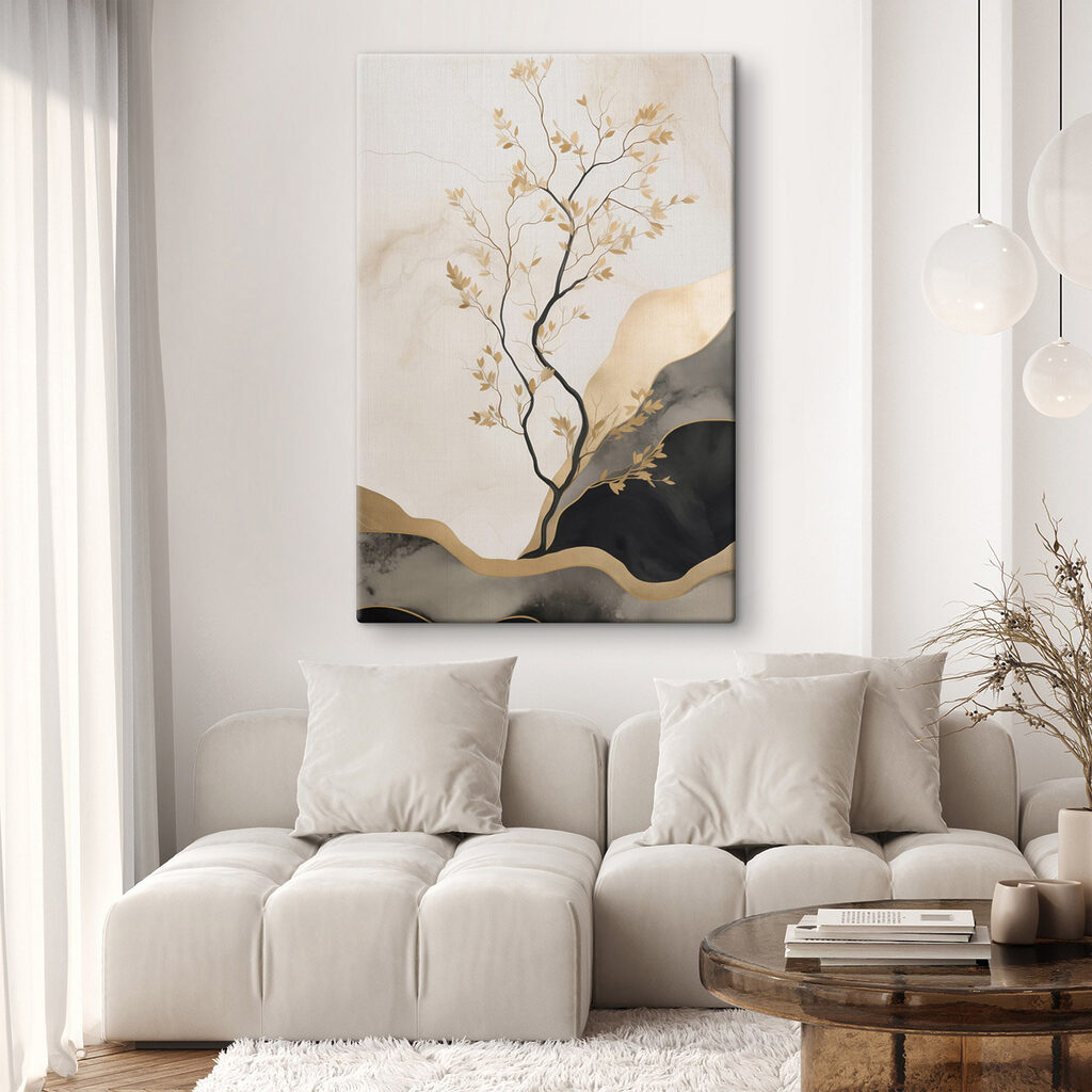 Tree with leaves on a white surface