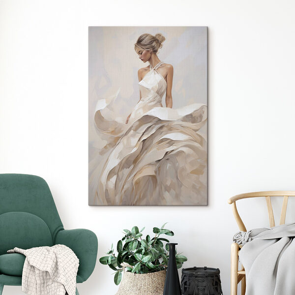 Painting of a woman in a white dress