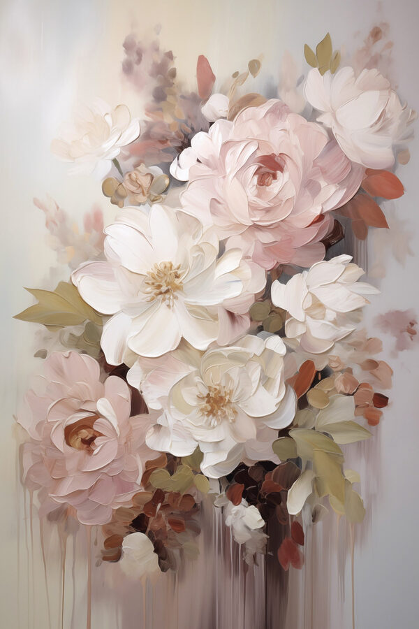 Painting of flowers on a white surface Painting of flowers on a white surface