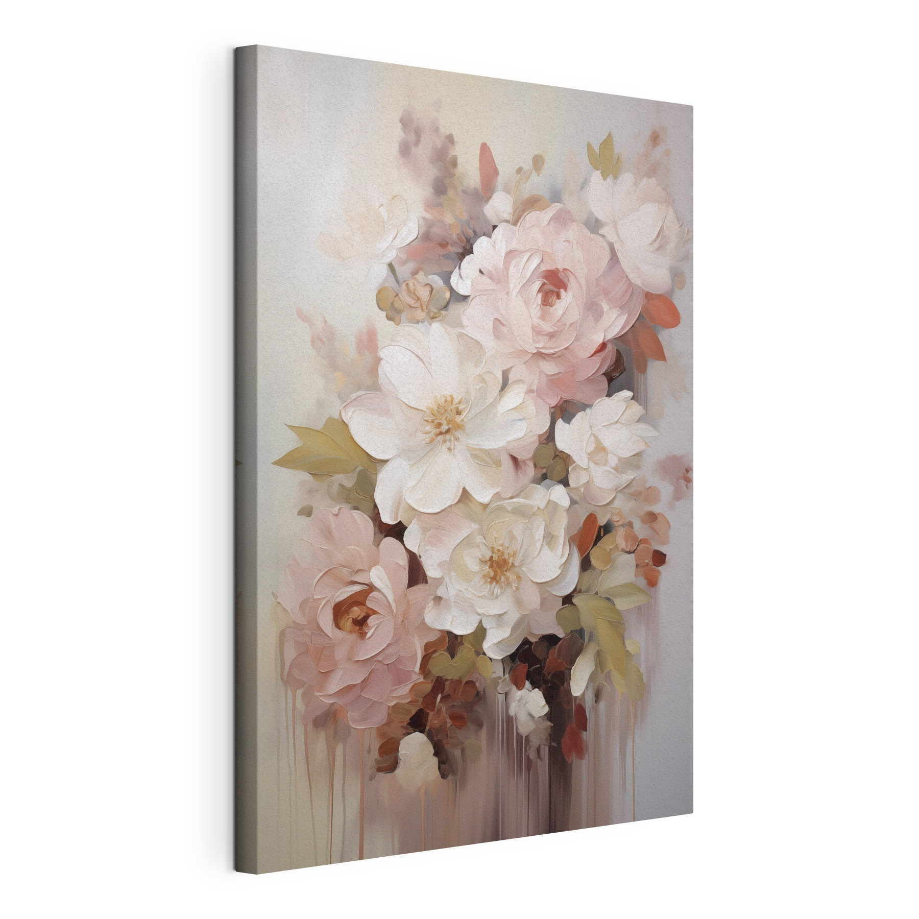 Painting of flowers on a white surface Painting of flowers on a white surface