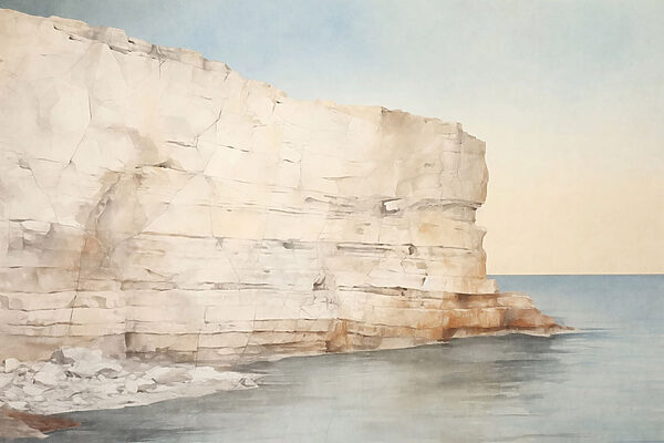 Large rock cliff in the water