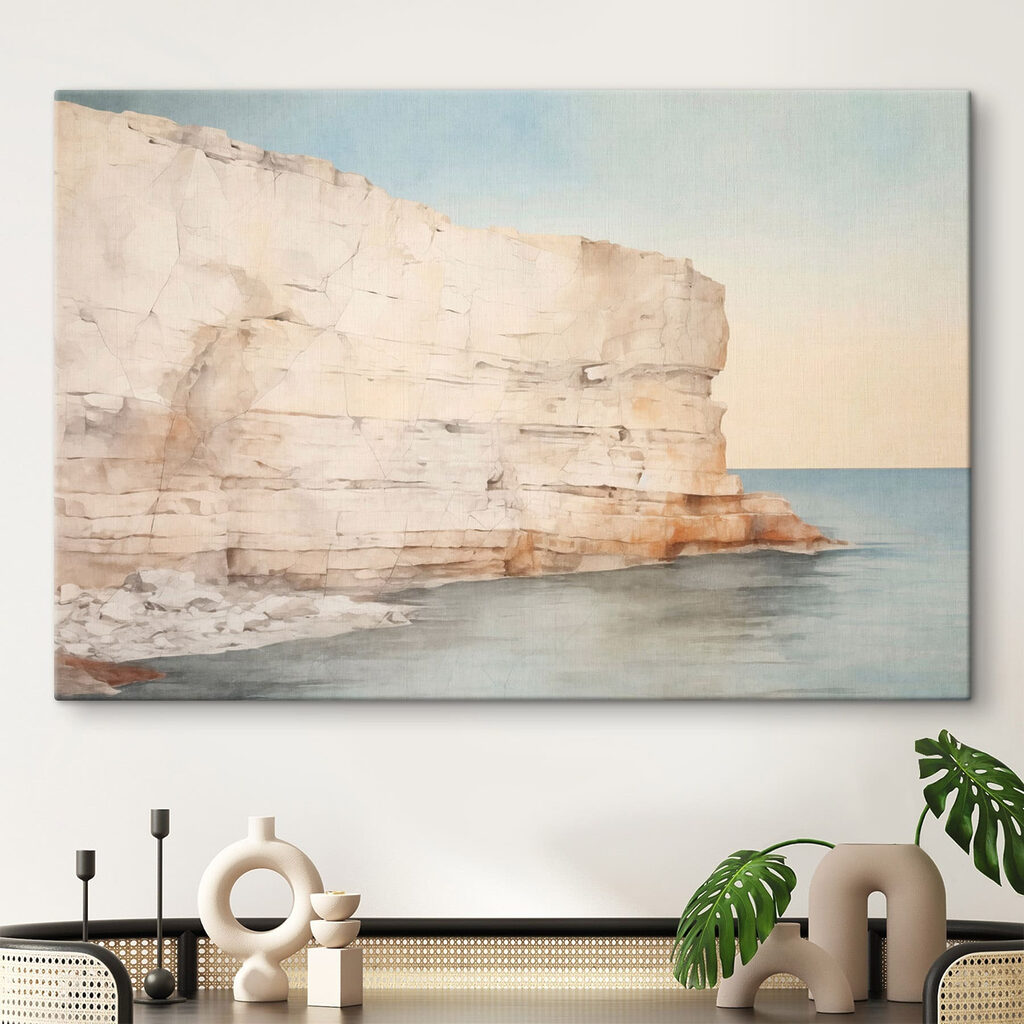 Large rock cliff in the water