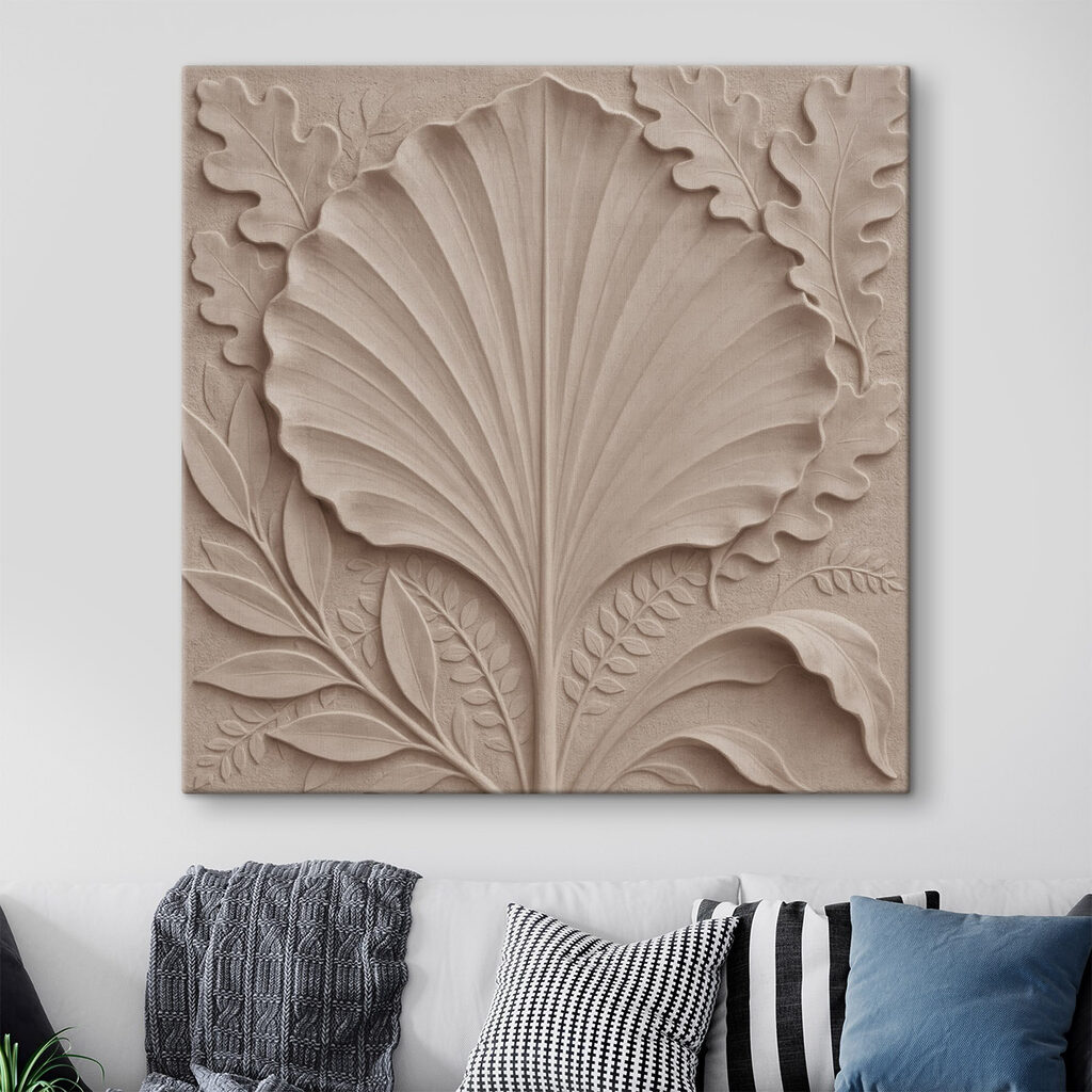 Stone carving of a leaf and leaves Stone carving of a leaf and leaves