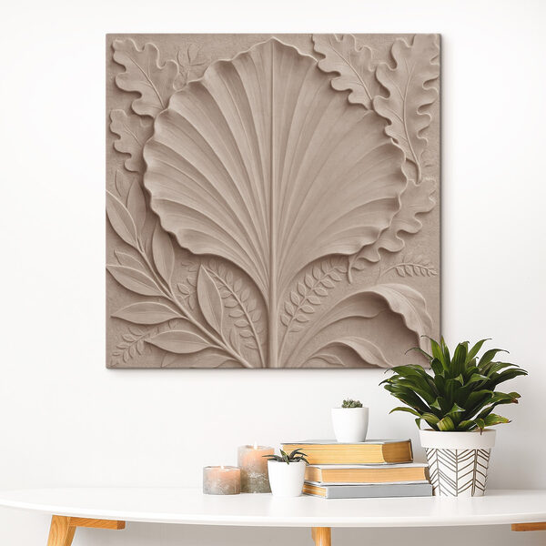 Stone carving of a leaf and leaves Stone carving of a leaf and leaves