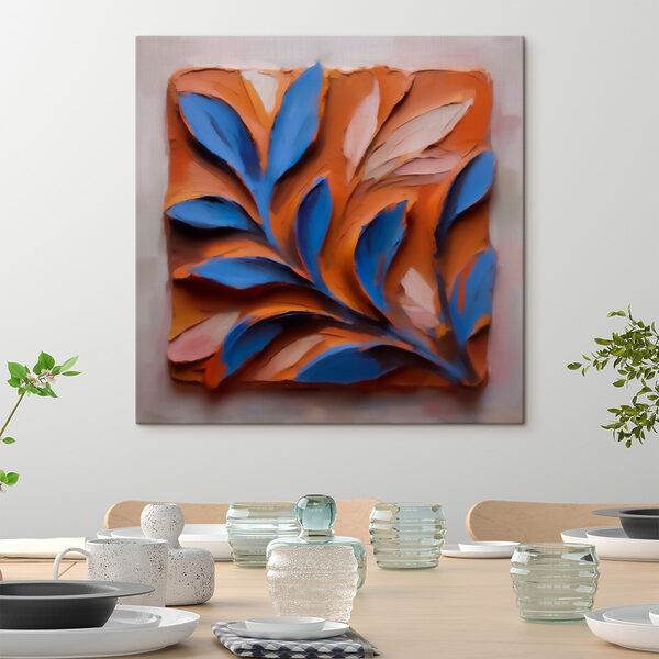Blue and orange leaf design
