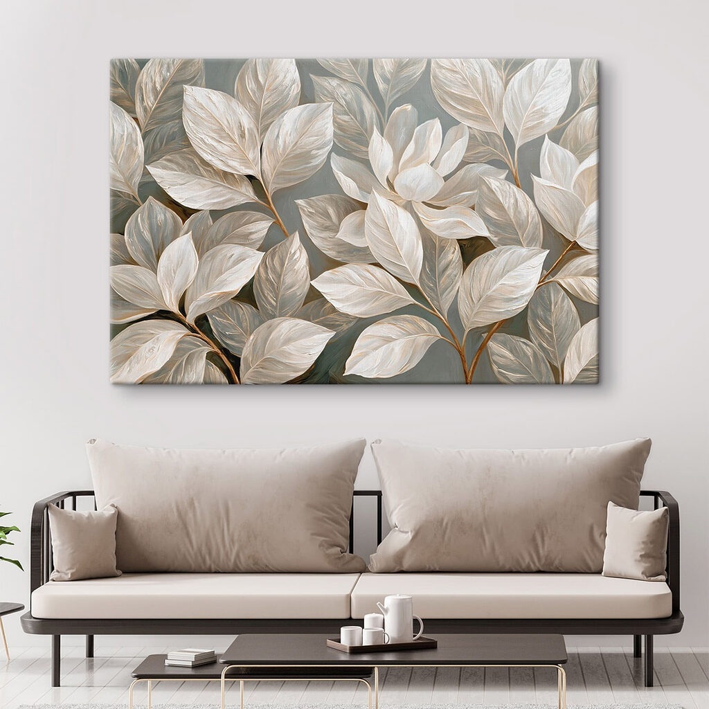 Painting of white flowers and leaves