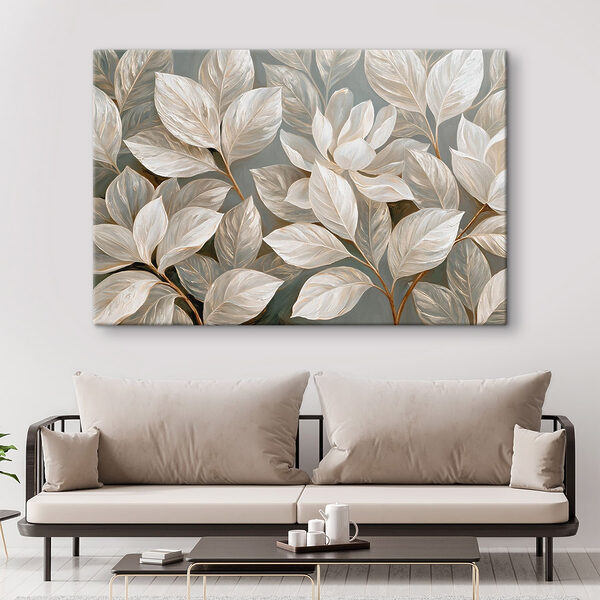 Painting of white flowers and leaves