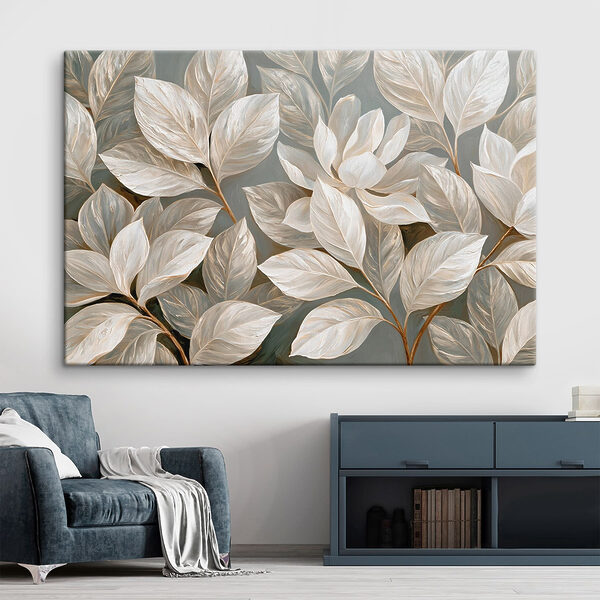 Painting of white flowers and leaves