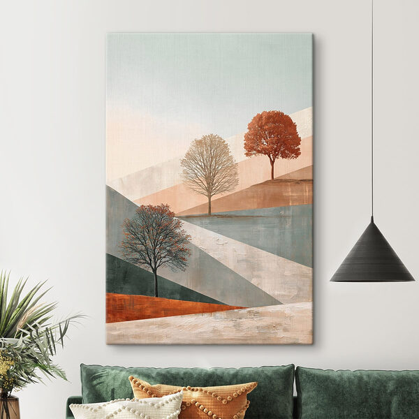 Painting of trees on a hill Painting of trees on a hill