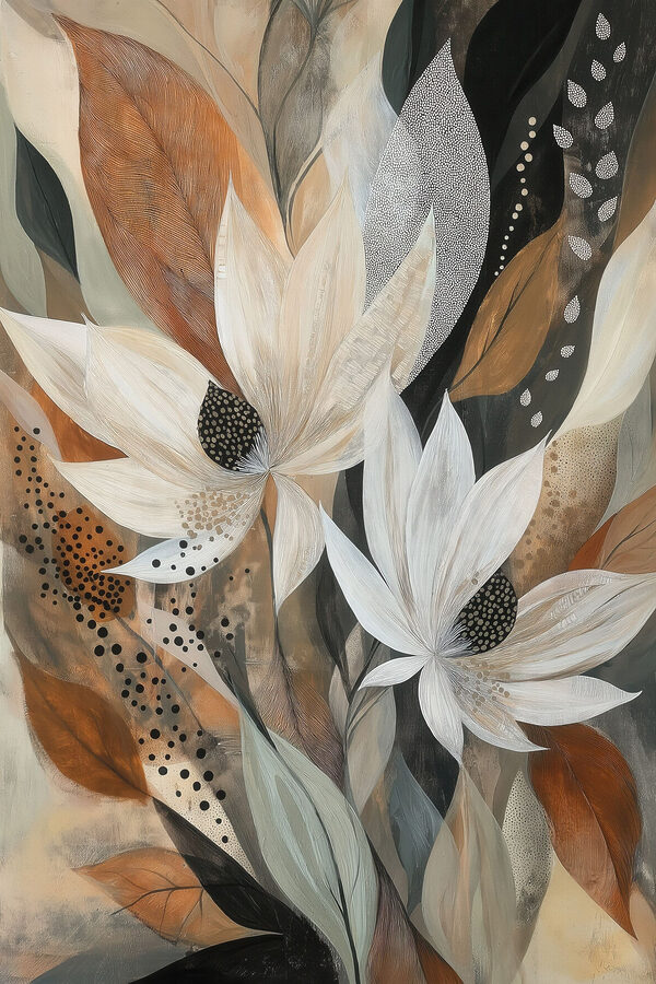 Painting of flowers and leaves Painting of flowers and leaves