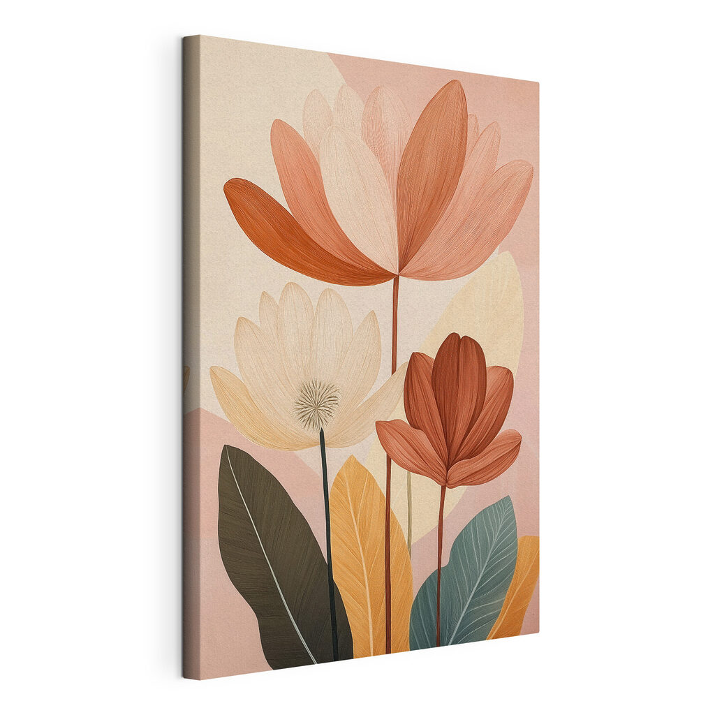 Painting of flowers with leaves Painting of flowers with leaves