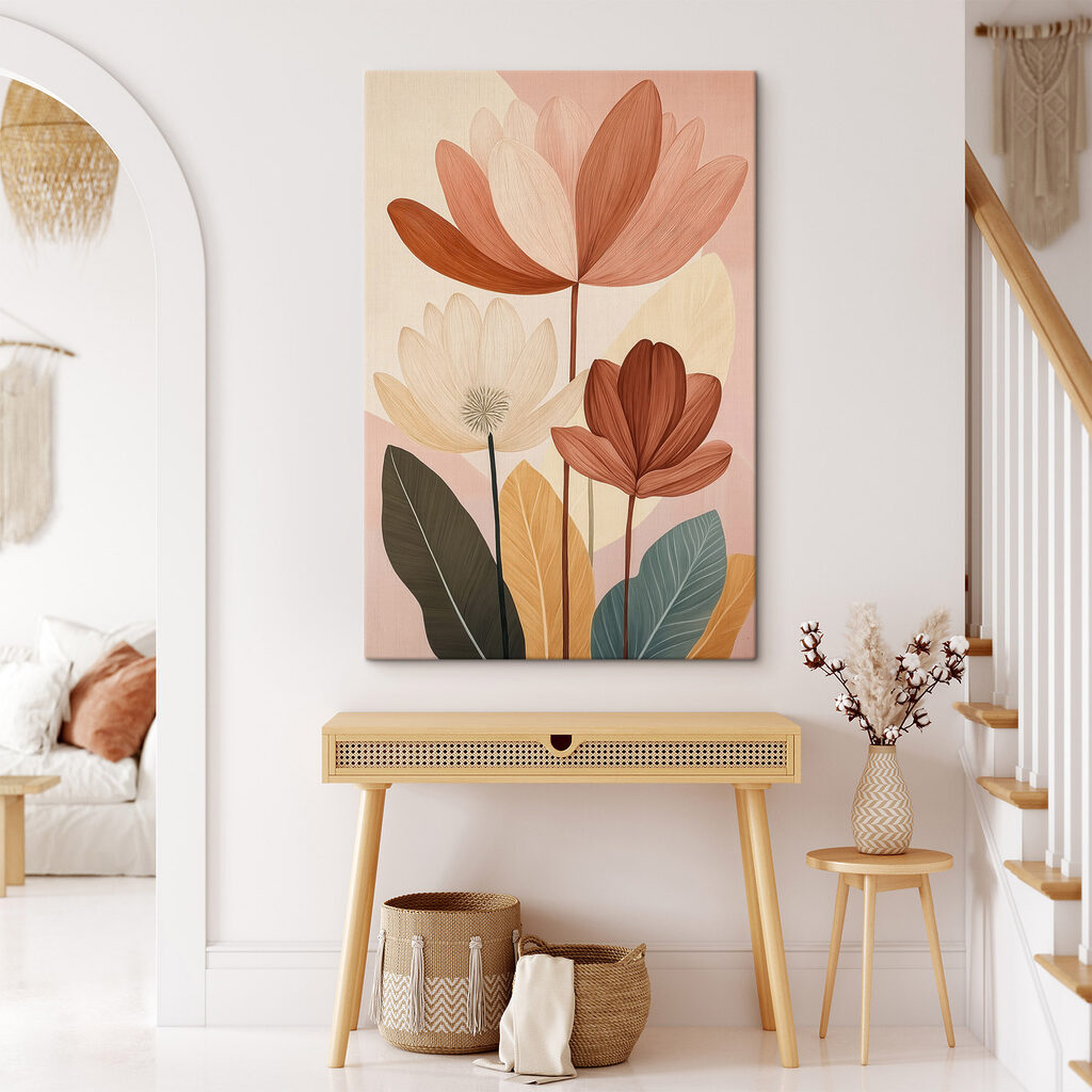 Painting of flowers with leaves Painting of flowers with leaves
