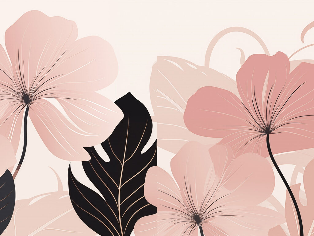 Soft pink blooms with bold leaves