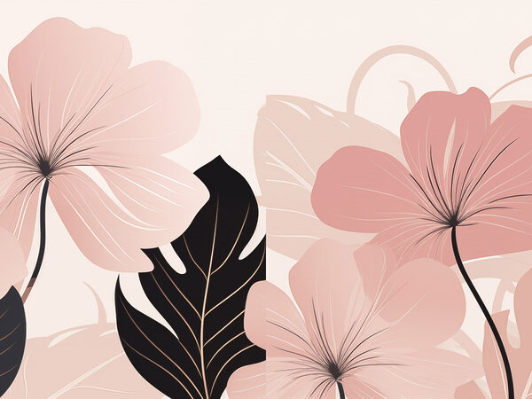 Soft pink blooms with bold leaves