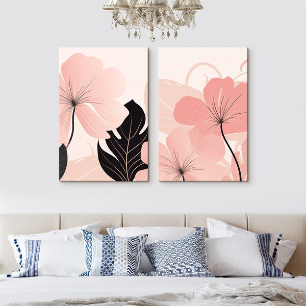 Soft pink blooms with bold leaves
