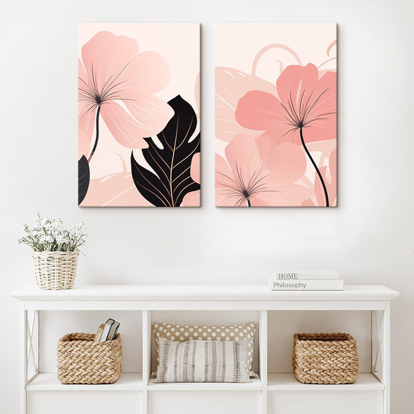 Soft pink blooms with bold leaves