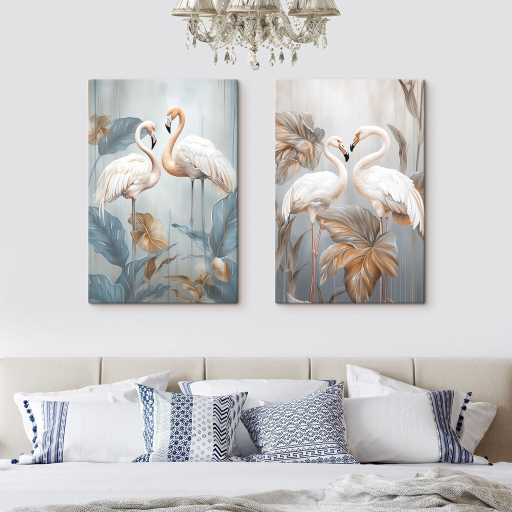 Two birds standing on tall stems Two birds standing on tall stems