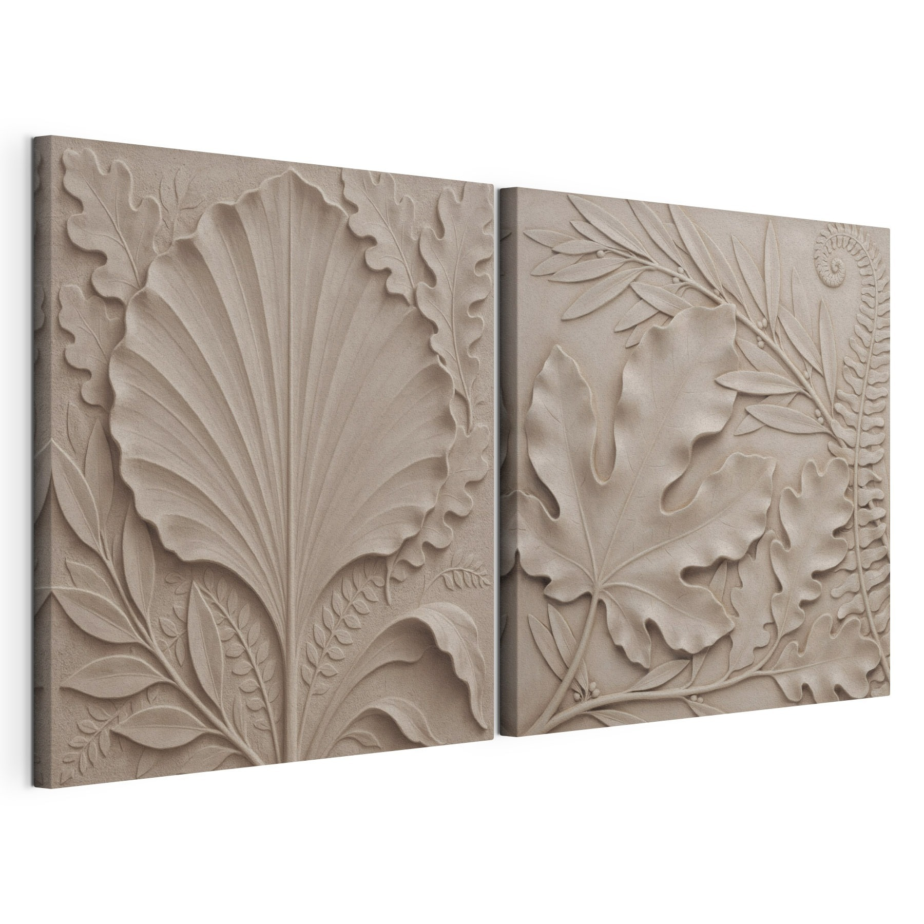 Stone carving of leaves and branches Stone carving of leaves and branches