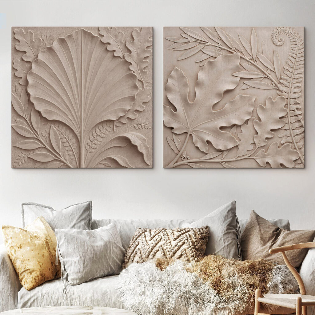 Stone carving of leaves and branches Stone carving of leaves and branches