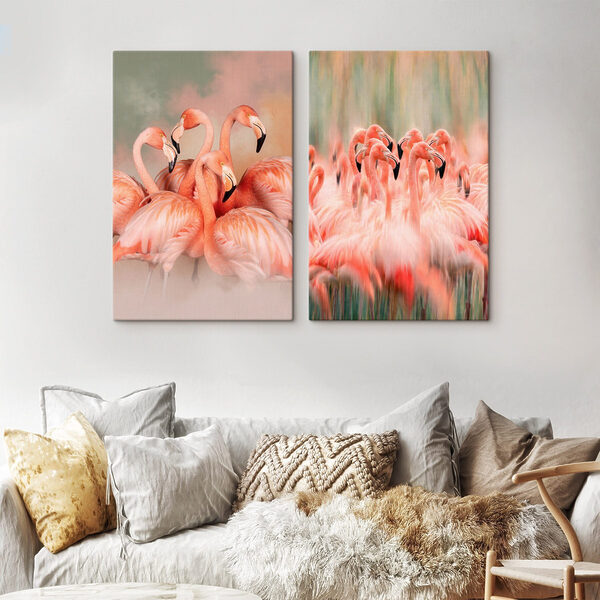 Group of flamingos standing together Group of flamingos standing together