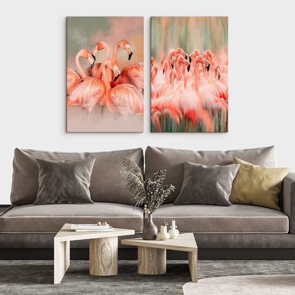 Group of flamingos standing together Group of flamingos standing together
