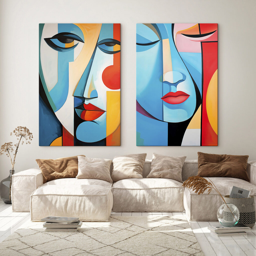 Painting of a couple of faces Painting of a couple of faces