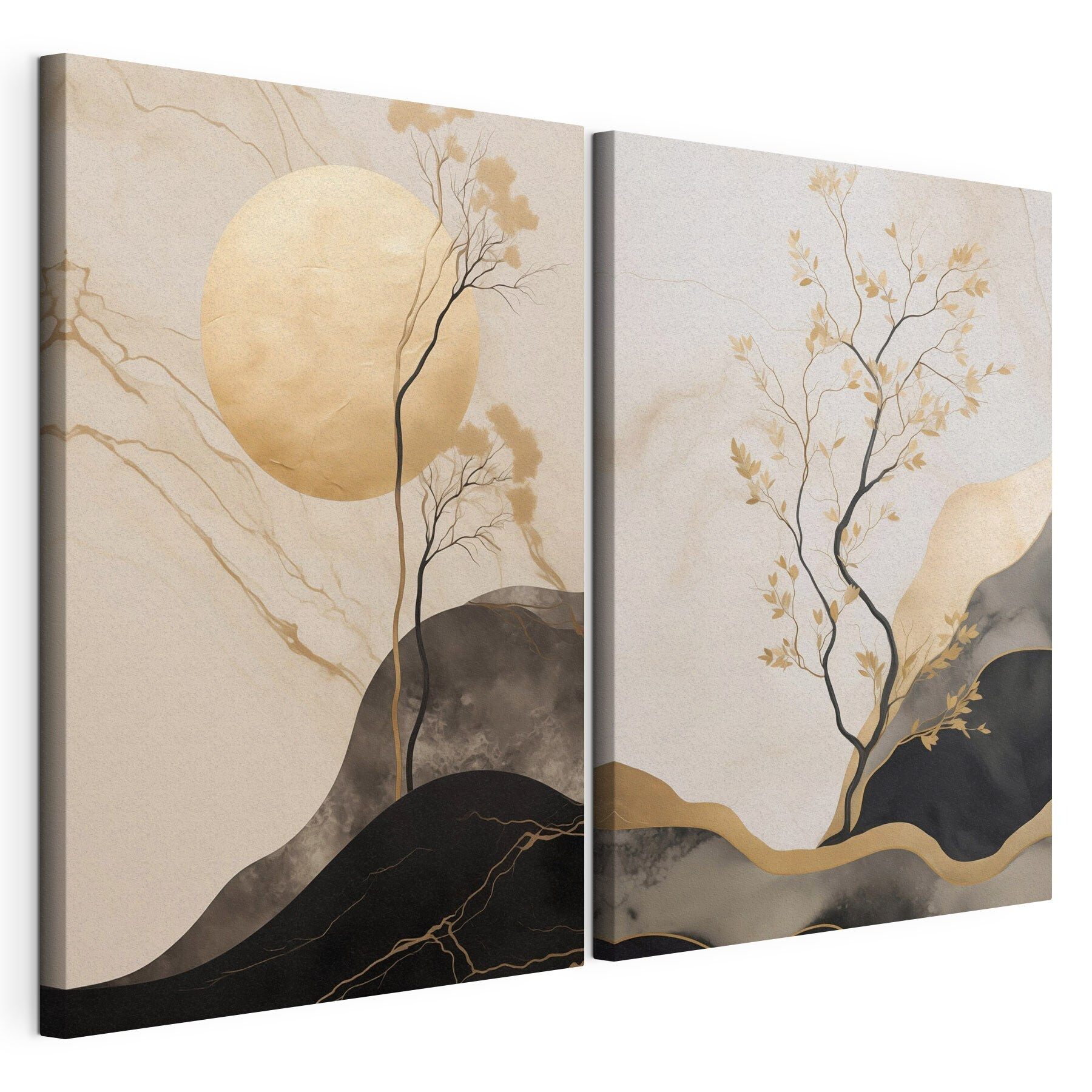 Painting of a tree and moon Painting of a tree and moon