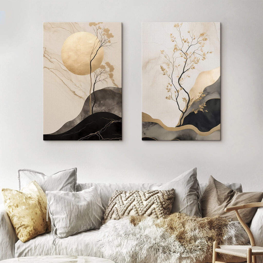 Painting of a tree and moon Painting of a tree and moon