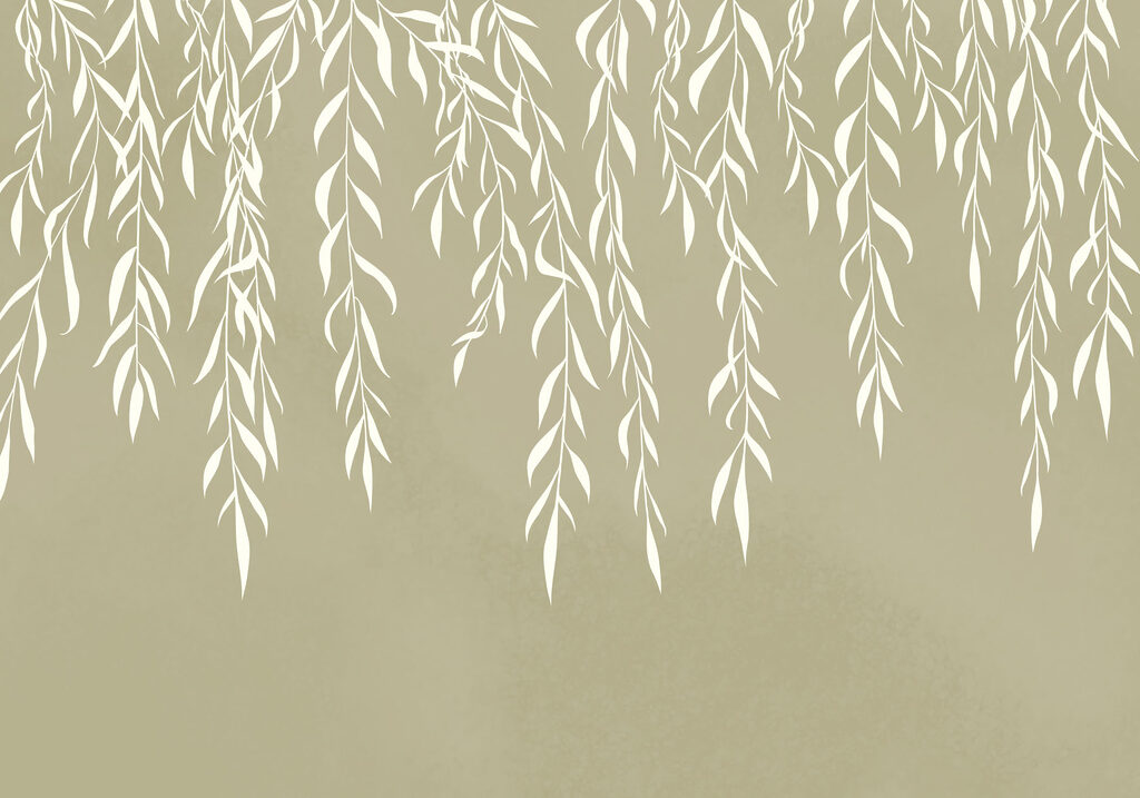 White leaves on a gray background