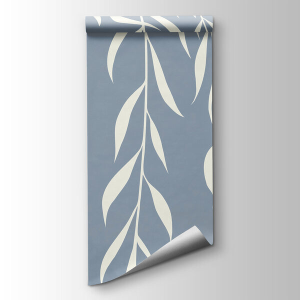 White leaves on a blue background White leaves on a blue background