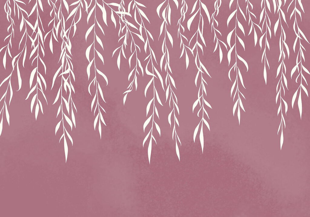 White leaves on a purple background