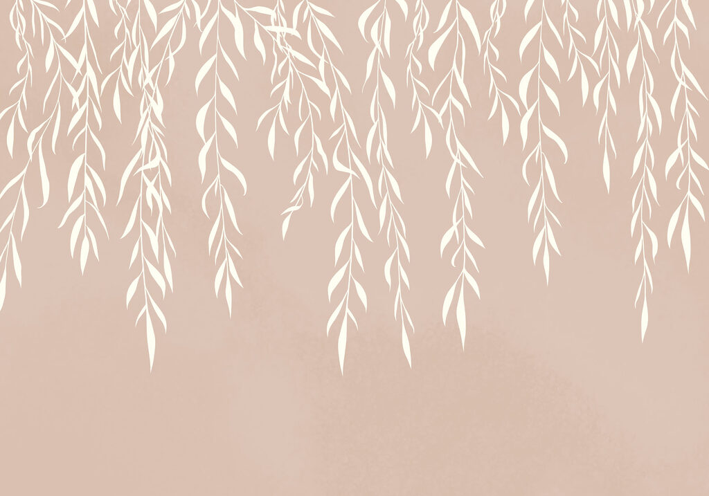 White leaves on a pink background