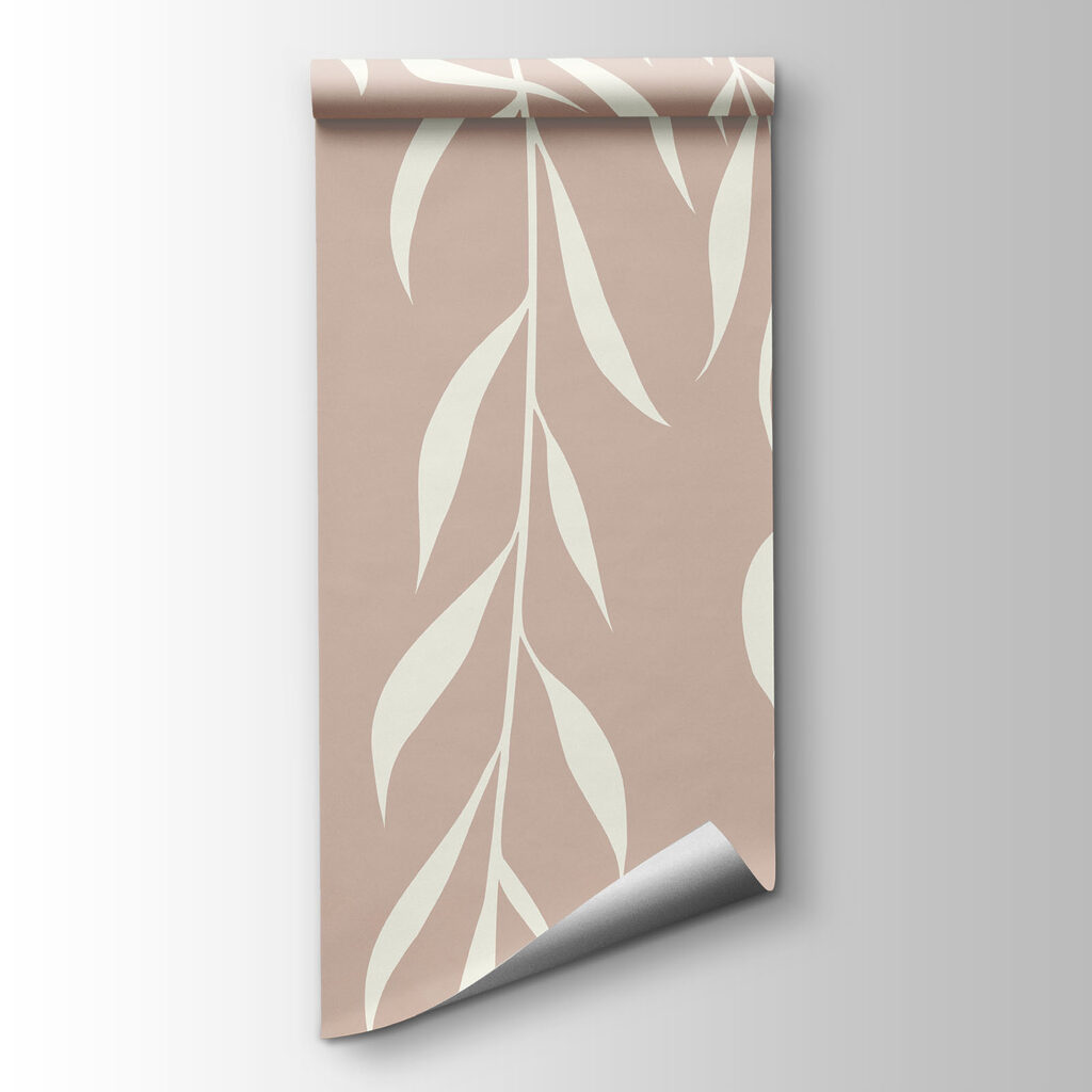White leaves on a pink background