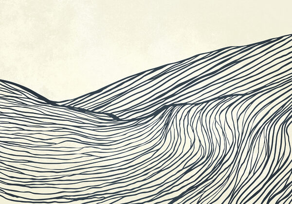 Black and white drawing of a mountain