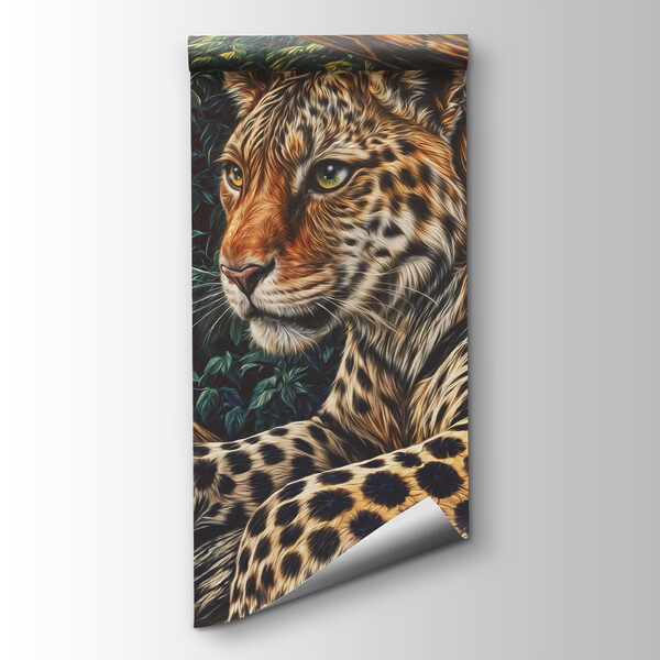 Painting of a river with a waterfall and a tiger Painting of a river with a waterfall and a tiger
